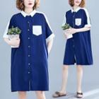 Short-sleeve Paneled Shirtdress