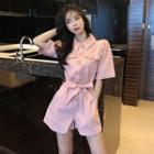 Short-sleeve Loose-fit Jumper Pants