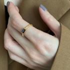 Gemstone Alloy Ring E308 - Black & Gold - One Size