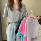 Short Sleeve Collared Cropped T-shirt