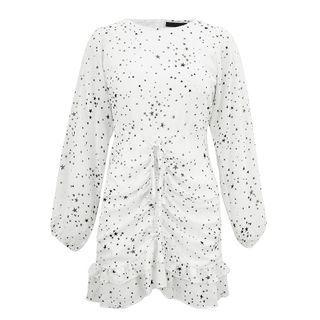 Lantern Sleeve Star Print A-line Dress