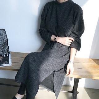 Mock-neck Napped Midi Dress