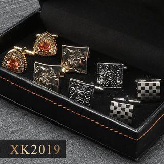 4 Pair Set: Alloy Cufflinks (various Designs) Xk2019 - 4 Pair - Silver & Gold - One Size
