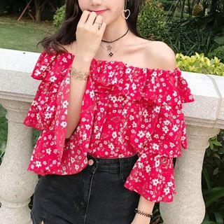 Floral Printed Off-soulder Top