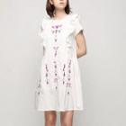 Short-sleeve Embroidery Ruffle Dress