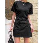 Round-neck Tie-waist T-shirt Dress