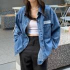 Pocket-detail Long-sleeve Denim Shirt As Shown In Figure - One Size