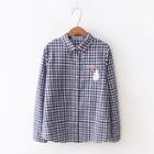 Embroidered Check Shirt Check - Blue & White - One Size