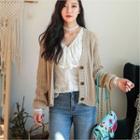 Raglan-sleeve Cable-knit Cardigan