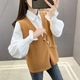 Asymmetrical Sweater Vest / Shirt / Set