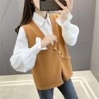 Asymmetrical Sweater Vest / Shirt / Set