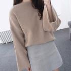 Set: Ribbed Sweater + A-line Mini Skirt