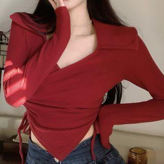 Polo-neck Drawstring T-shirt