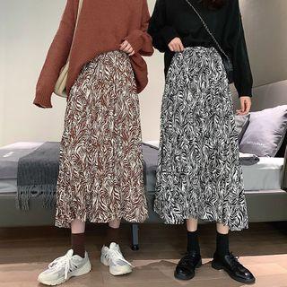 Zebra Print High-waist Midi A-line Skirt