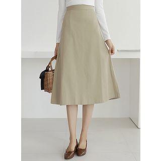 Zip-back Midi A-line Skirt