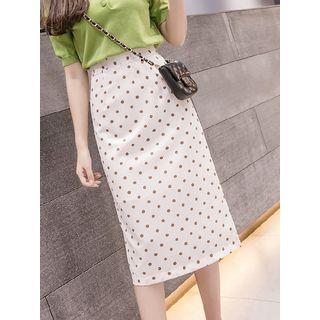 Polka Dot Midi Fitted Skirt