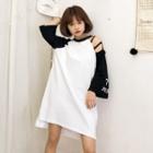 Cutout Shoulder 3/4-sleeve T-shirt Dress