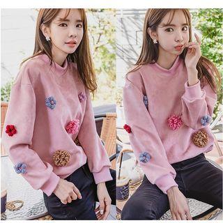 Flower Mock-neck Pullover