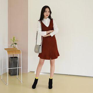 Slit-detail Sleeveless Mini Knit Dress