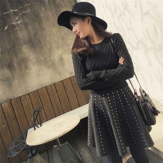 Mock Two Piece Knit A-line Dress