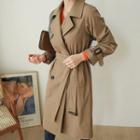 Checked-panel Double-breasted Trench Coat With Belt