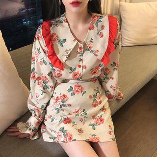 Ruffled Floral Shirt / Floral Mini Skirt