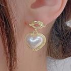 Knot Alloy Heart Faux Pearl Dangle Earring 1 Pair - Heart - White - One Size