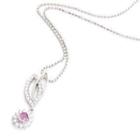 18k White Gold Pendant With Diamonds And Pink Sapphire