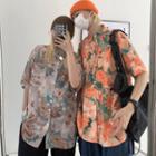 Couple Matching Short Sleeve Floral Print Shirt