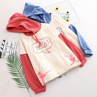 Lettering Print Lace-up Hoodie