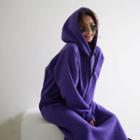 Kangaroo-pocket Long Hoodie Dress Violet - One Size