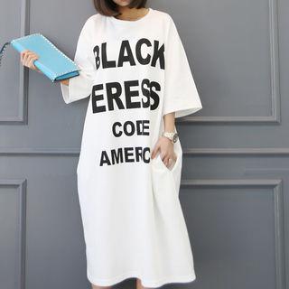 Oversized Letter Print T-shirt Dress