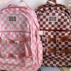 Bear Print Checkered Backpack / Bag Charm / Set