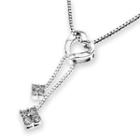 18k White Gold Heart Dangle String Link Diamond Accent Pendant Necklace (0.13cttw) (free 925 Silver Box Chain, 16)