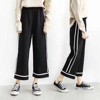 Wide-leg Contrast-trim Cropped Pants