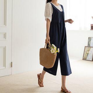 U-neck Shirred Overall Pants