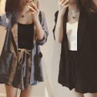Set: Check Blazer + Tie-waist Shorts + Camisole