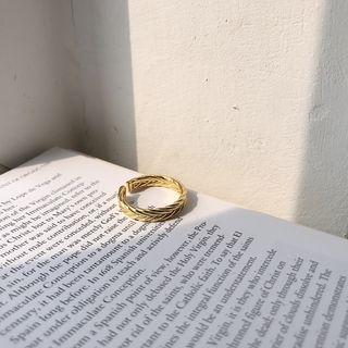 925 Sterling Silver Braid Open Ring K605 - Open Ring - Gold - One Size