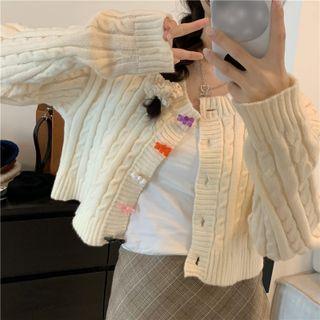 Bear Button Cropped Cardigan
