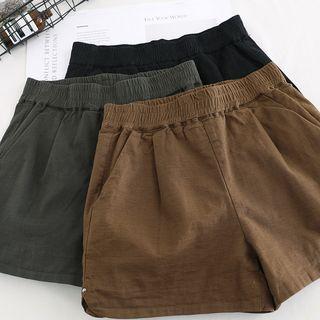 Elastic-waist Wide Leg Shorts