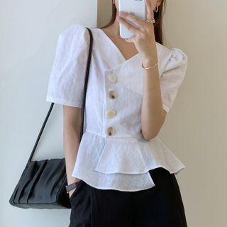 Asymmetrical Short-sleeve Blouse