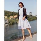 V-neck Lace-panel Linen Blend Cardigan