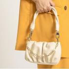 Faux Leather Zip Shoulder Bag White - One Size