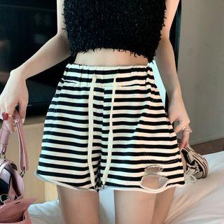 Striped Distressed Shorts