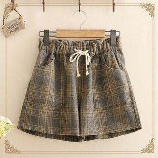 Drawstring Gingham Shorts