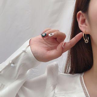 Rhinestone Hoop Drop Earring 1 Pair - Gold - One Size