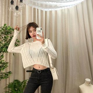 Wool Blend Summer Cable Sweater
