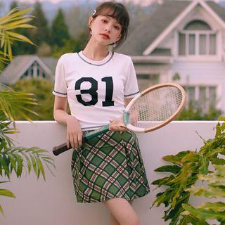 Set: Numbering Swim Top + Skirt