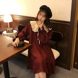 Peter-pan Collar Long-sleeve Dress
