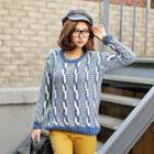 Two-tone Cable-knit Sweater